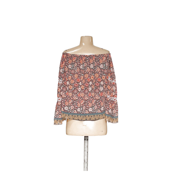 Jessica Simpson Orange Floral Chiffon Blouse - Picture 2 of 4